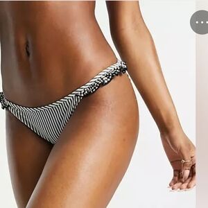 Aerie Co-ord Gingham Ruffle Bikini Bottoms in Black